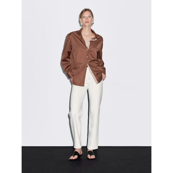Massimo Dutti Denim - Massimo Dutti Women's Cream High Rise Wide Leg Jeans Size 4